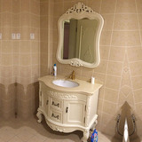 安华欧式浴室柜组合大理石台面红橡木实木仿古卫浴柜洗漱台落地