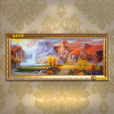 欧式现代中式有框纯手绘油画聚宝盆山水风景别墅客厅装饰画DLE023