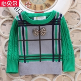 0-4岁秋款童装韩版英伦学院风男童格子毛衣外套婴儿童宝宝套头衫