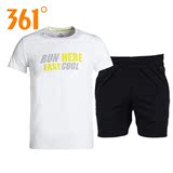 361度男装 运动服短袖T恤2016夏季新款361运动套装透气短裤五分裤