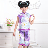 中国风演出服装 儿童小童中式演出服两件套装 女宝宝夏季 女童装
