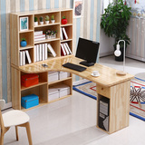 实木电脑桌转角桌台式学生写字桌办公书桌家用书架书柜组合包邮