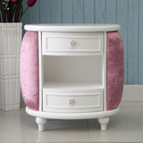 欧式特价公主床头柜简约白粉色实木床边柜美式田园现代电话桌斗柜