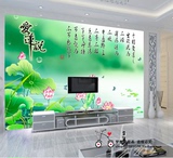 大型壁画 电视背景墙纸壁纸客厅 饭店整张中式3D浮雕绿色清新荷花