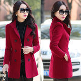 2015秋冬装新款30-35-40岁中年女装妈妈装韩版大码短款羊毛呢外套