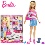 正品Barbie芭比娃娃礼盒芭比萌宠套装DJR56女孩过家家玩具礼物