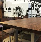 美式工业风铁艺复古办公桌工作台实木餐桌会议长方桌电脑桌书桌