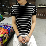 夏季男士S码s号韩版修身条纹短袖T恤男生青少年海魂衫小码打底衫