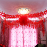 婚房装饰布置结婚庆用品大红色塑料折叠灯笼拉花拉喜婚礼喜庆批发