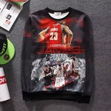 秋季潮男 BA篮球3D运动哈登印花太空棉卫衣詹姆斯长袖T恤薄款外套