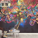 发财树3d立体电视背景墙壁纸墙布创意抽象酒吧艺术画欧式个性壁画