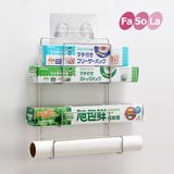 日本FaSoLa正品 厨房吸壁式保鲜膜收纳架吸盘置物架不锈钢整理架