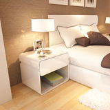 简氏床头柜现代简约储物柜白色收纳柜 卧室创意烤漆圆实木床头柜
