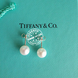 香港专柜代购 Tiffany/蒂芙尼 pearl 纯银珍珠耳钉 中号 8-9mm