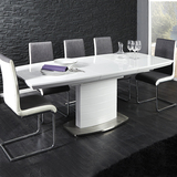超白钢化玻璃伸缩功能白色餐烤漆桌饭桌子餐桌椅组合餐厅餐台