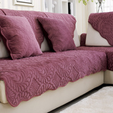 沙发垫时尚欧式短毛绒防滑纯色布艺实木坐垫沙发巾套全盖套装组合