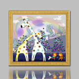 可爱长颈鹿钻石画动物方钻满钻5D钻石绣贴钻画十字绣卧室新款客厅