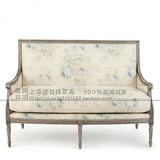 美式新古典高档布艺沙发 欧式实木双人沙发椅 法式雕花双人沙发椅