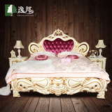 全实木床1.8米欧式床双人床实木床公主床1.5雕花奢华婚床描金家具