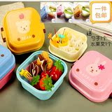 出口日本 可爱送勺叉 水果盒 便当盒 儿童小饭盒 便携宝宝水果盒