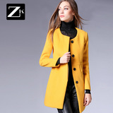 ZK女装2016冬季新品呢子大衣中长款时尚修身显瘦毛呢外套女呢大衣