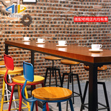 赤腾实木吧台桌简约酒吧桌吧椅美式LOFT家用长条桌靠墙高脚桌定制