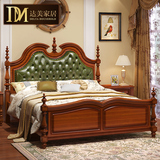 达美2016家具美式美式乡村双人软包欧式床婚床达做旧卯榫05实木床