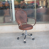 铁艺藤椅 最舒服靠枕电脑椅子 职员椅 旋转办公椅子 可升降藤椅子
