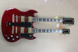 火鹰SG款双琴颈12弦+6弦电吉他 深酒红色 金色配件 可按定制改动
