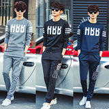 2016长袖t恤薄款休闲男士两件套装春秋季韩版潮流青年学生打底衫