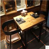 复古咖啡桌铁艺餐桌休闲桌酒吧桌椅组合做旧创意简约乡村实木桌子