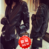 2015韩版新款皮夹克冬加厚棒球衣圆领小西装PU皮衣女机车外套个性