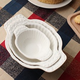 景德镇欧式创意陶瓷器碗骨瓷创意甜品小碗浮雕餐具沙拉碗汤碗