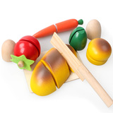 木制切切看水果蔬菜磁性切切乐儿童玩具桶装男女孩宝宝过家家厨房