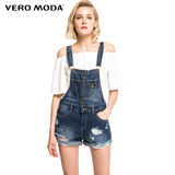 Vero Moda16新款水洗磨破直筒牛仔背带裤|316376005