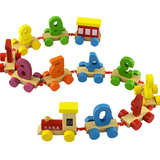 木童学步拖拉火车数字列车 儿童益智早教木质玩具 木制积木玩具
