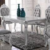 新古典餐桌 欧式餐桌椅组合 白色实木长方桌 别墅酒店客厅餐桌椅