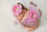 新款欧美流行新生儿童摄影服装百天婴儿拍照蝴蝶翅膀服饰大花头饰