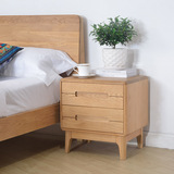 日式床头柜实木储物收纳柜简约现代北欧宜家风格白橡木床头柜
