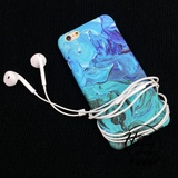 蓝色水彩油画艺术文艺苹果6 iphone6 plus原创手机壳套硬壳磨砂