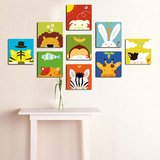 5卡通动物装饰画 儿童房幼儿园挂画 客厅卧室壁画无框画墙画板画