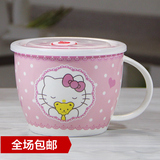 陶瓷泡面碗日式餐具创意可爱泡面杯汤碗套装大号带盖勺特价