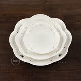 欧式雕镂蕾丝圆形餐具套装创意西餐盘蛋糕盘家用纯白水果盘点心盘