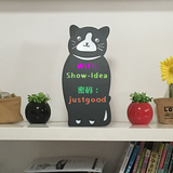 创意小猫造型家用留言板 个性吧台收银台店铺WIFI提示立式小黑板