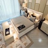 现代简约板式床1.2米1.5米1.8米双人床烤漆床高箱储物床可定制