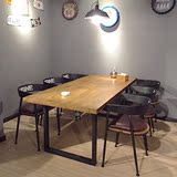 loft铁艺餐桌椅组合复古实木长方形书桌咖啡桌美式原木办公会议桌
