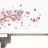 粉色桃花树枝墙贴 温馨浪漫卧室客厅沙发电视背景墙可移除墙贴画