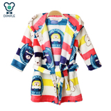 2015冬季婴儿保暖睡袍宝宝浴袍儿童保暖睡衣1-2-3岁豹纹长款睡衣