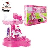 正品Hello Kitty凯蒂猫缤纷游乐园旋转木马音乐盒 女孩过家家玩具