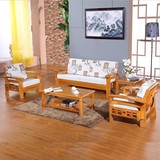 特价全实木沙发床地中海沙发橡木沙发简约中式客厅家具沙发椅组合